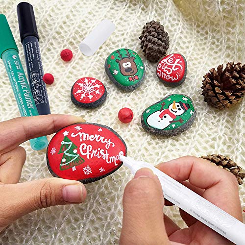 12 Colors, Acrylic Paint Pens, Medium Tip,  Water Based, Permanent &#x26; Waterproof Ink, Works on Rock, Wood, Glass, Metal, Ceramic, Marker Pens for DIY Craft Making Supplies