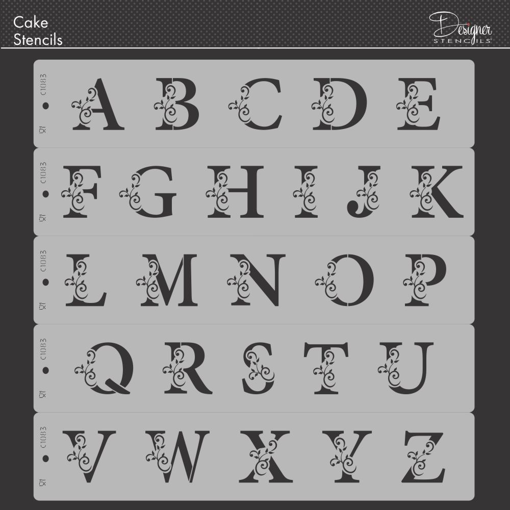 1.65-Inch Ornate Monogram Cookie Stencil Set | C1083 by Designer Stencils | Cookie Decorating Tools |