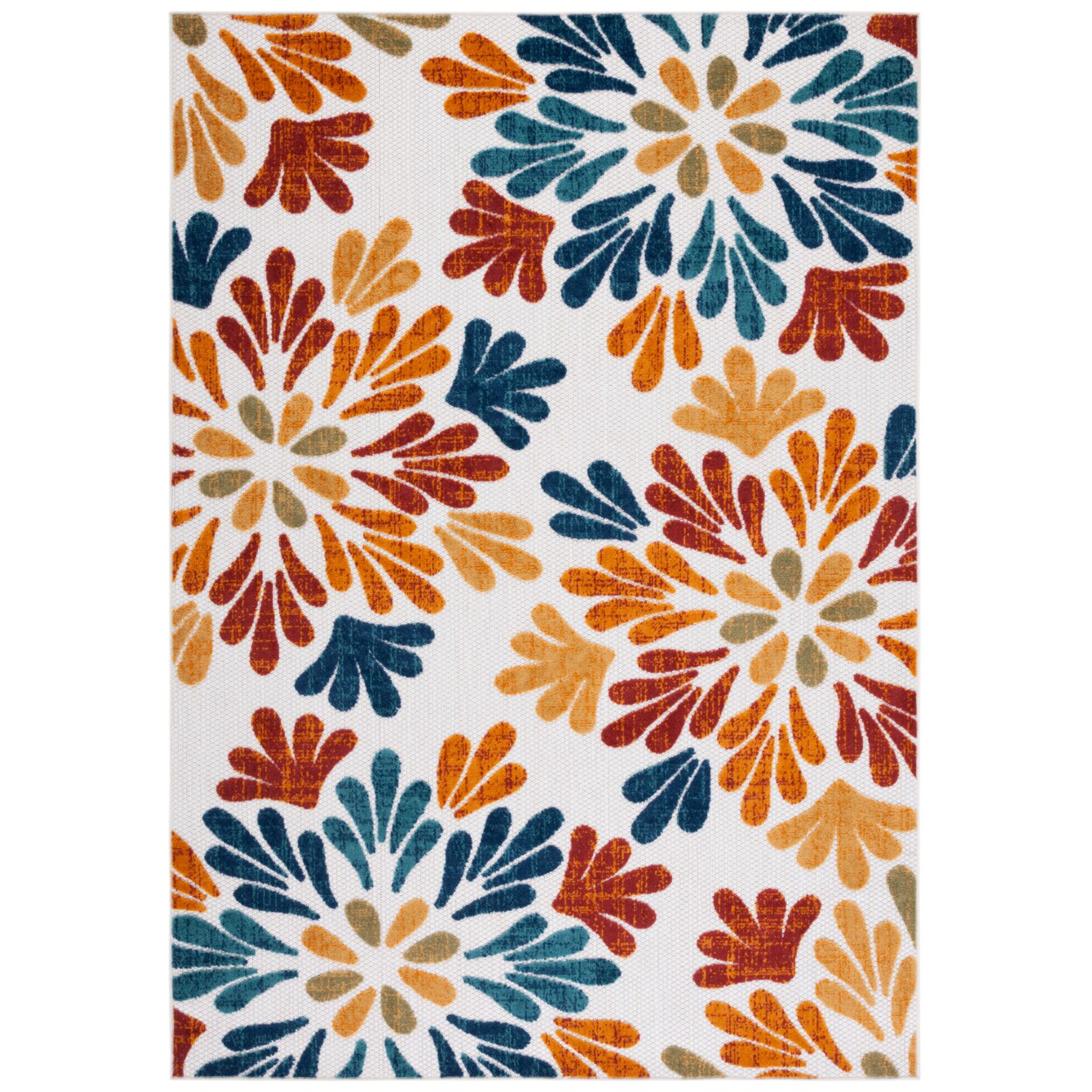 Safavieh Outdoor Cbn800A Cabana Collection Creme / Red Rug Geometric Pattern
