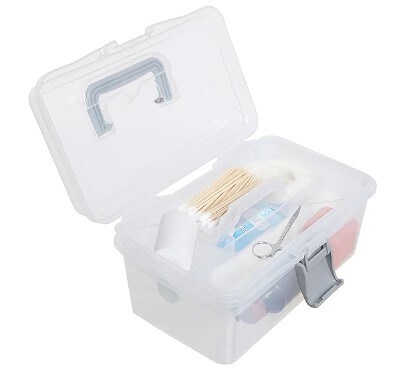 Empty Clear Grey First Aid Storage Box, Multipurpose Tackle Box, Plastic Sewing Box, Tool Box, Craft Supplies Organiser Case with Handle and Removable Tray