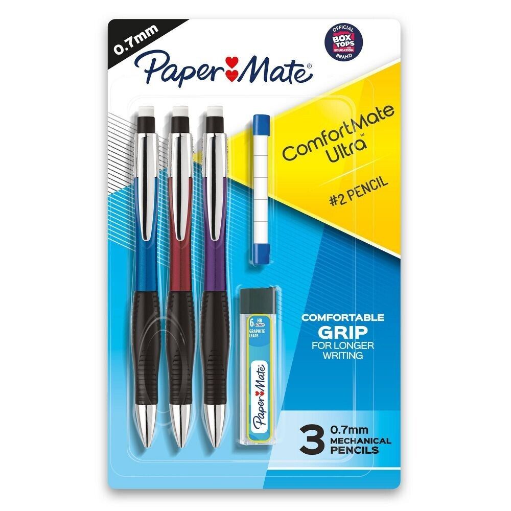 Paper Mate ComfortMate Ultra Mechanical Pencil Starter Kit, 0.7mm, 3-Count