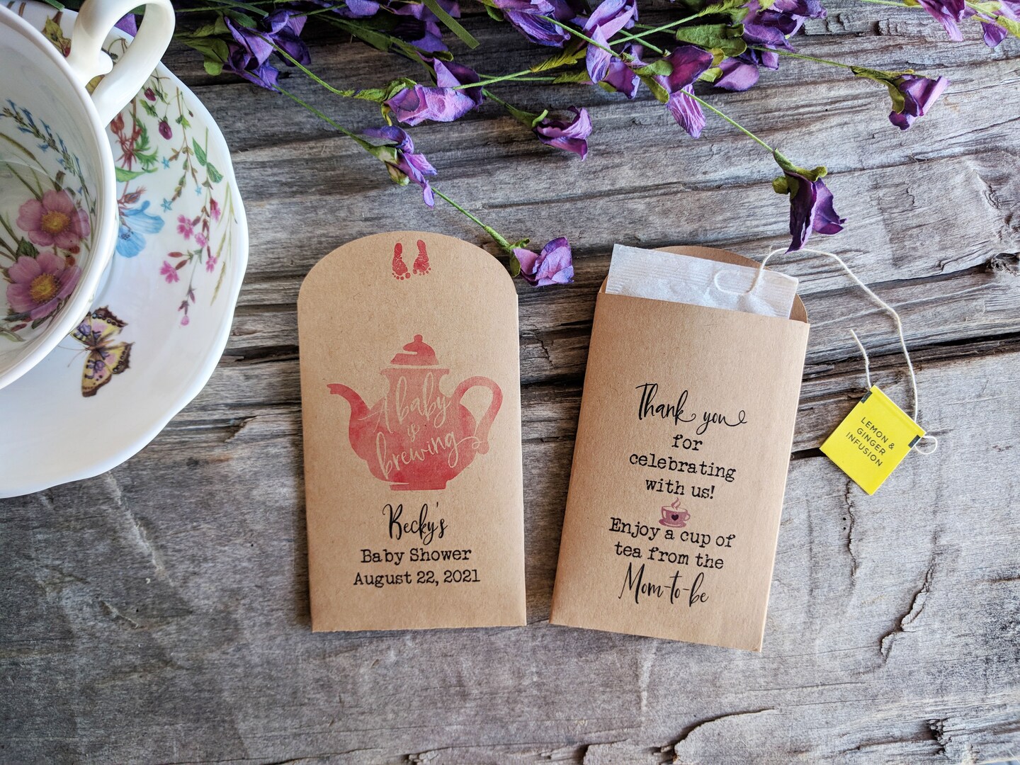 Personalized Baby Shower Tea Packet Favors, 'Baby is Brewing' Tea  Envelopes, Rustic Baby Shower Tea Party Gifts, Custom Keepsake Set of 25 |  MakerPlace by Michaels, image size:1080x810