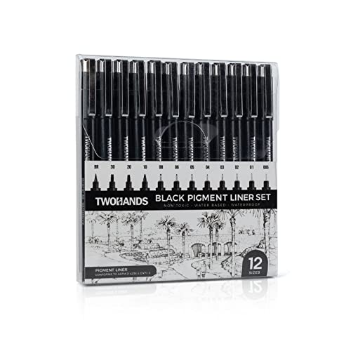 TWOHANDS Art Pens,Fineliner Ink Pens,Set of 12 Technical Drawing pen,Pigment  Pen,Fine Point,Black,Waterproof,for Art Watercolor,Sketching,Anime,Manga,  902188 - Yahoo Shopping