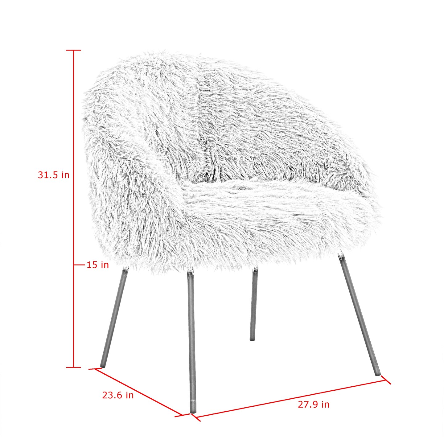 Zali Faux Fur Metal Leg Accent Chair