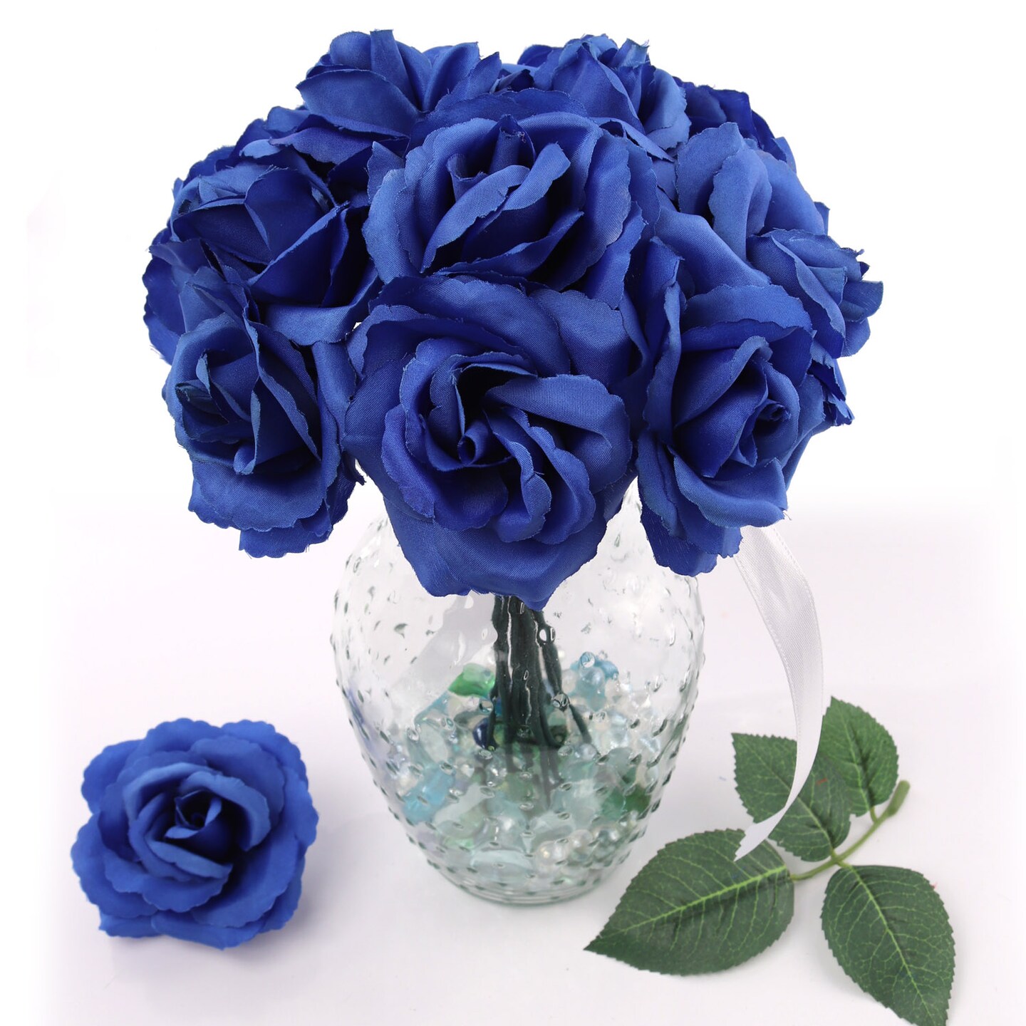 100-Pack: Royal Blue Silk Rose Picks, 8" Stems, 3" Wide, Floral Home by Artificial Flowers