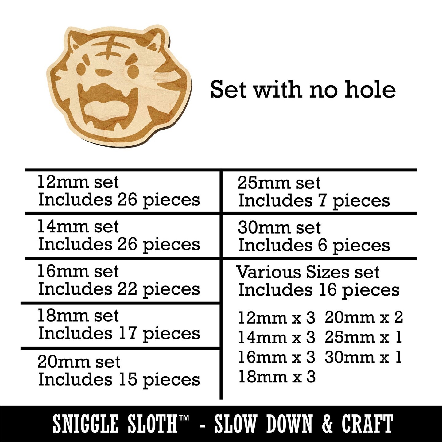 Cute and Fierce Tiger Head Mini Wood Shape Charms Jewelry DIY