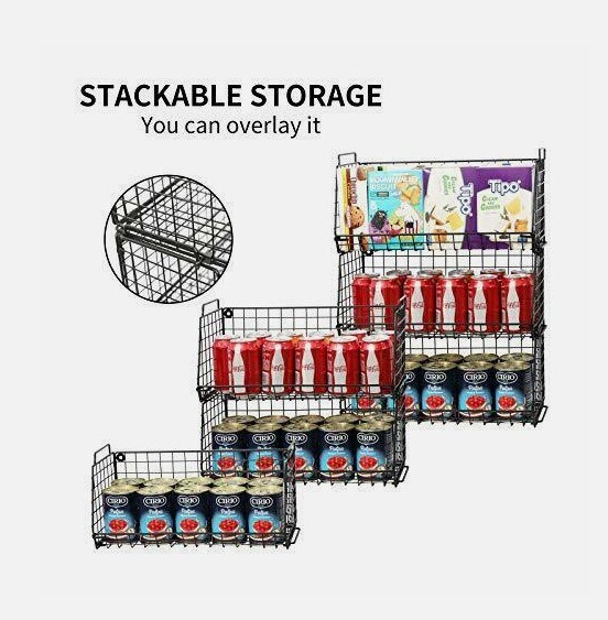 Food Storage Organizer With 3 Handles Stackable Pantry Baskets