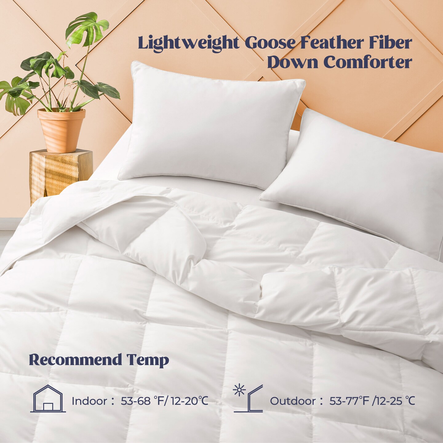 Peace Nest Premium White Goose Feather Fiber and Down Comforter