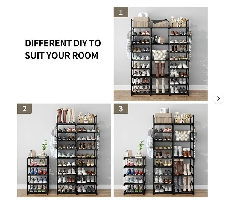 9 Tiers Metal Shoe Storage Shelf for 50-55 Pairs Shoe and Boots, Space Saving Large Shoe Cabinet for Bedroom Cloakroom Hallway