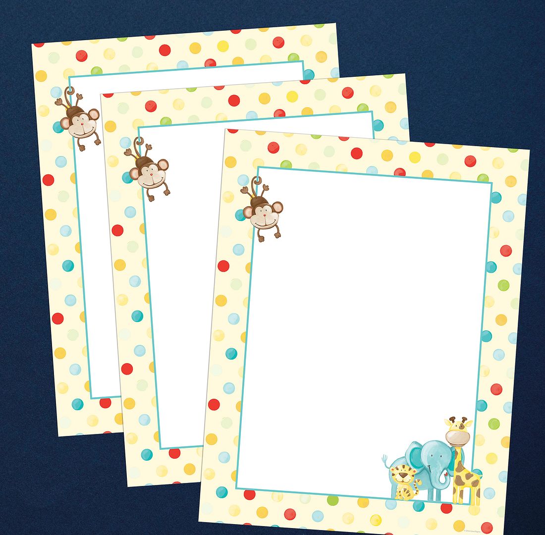 Great Papers! Baby Zoo Animals Stationery Letterhead, Invitations and Announcements, Printer Friendly, 8.5"x11", 80 Pack