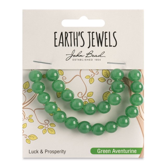 Earth's Jewels Semi-Precious Green Aventurine Natural Round Beads, 8mm