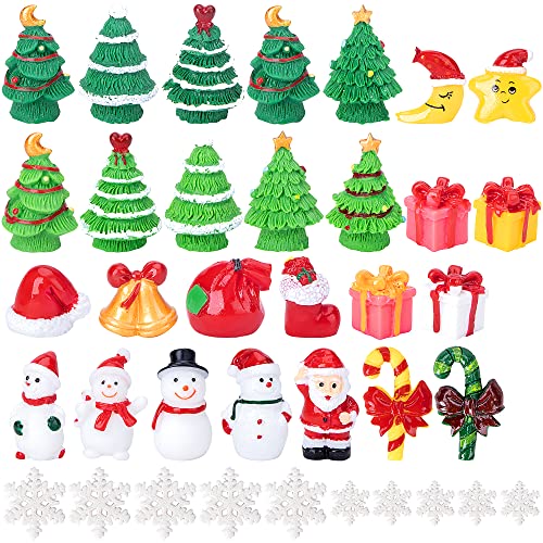 Iceyyyy 37 Pcs Mini Resin Christmas Ornaments - Mini Christmas Theme Resin Miniature Pendant Decoration DIY Kit(Pattern at Random)