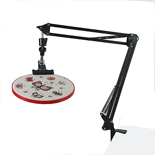 Embroidery Hoop Holder - Adjustable Embroidery Hoop Stand, Metal Embroidery Stand,Folding Embroidery Stand Lap Cross Stitch Stand Hands Free 360 Rotate,Suitable for Embroidery Hoop