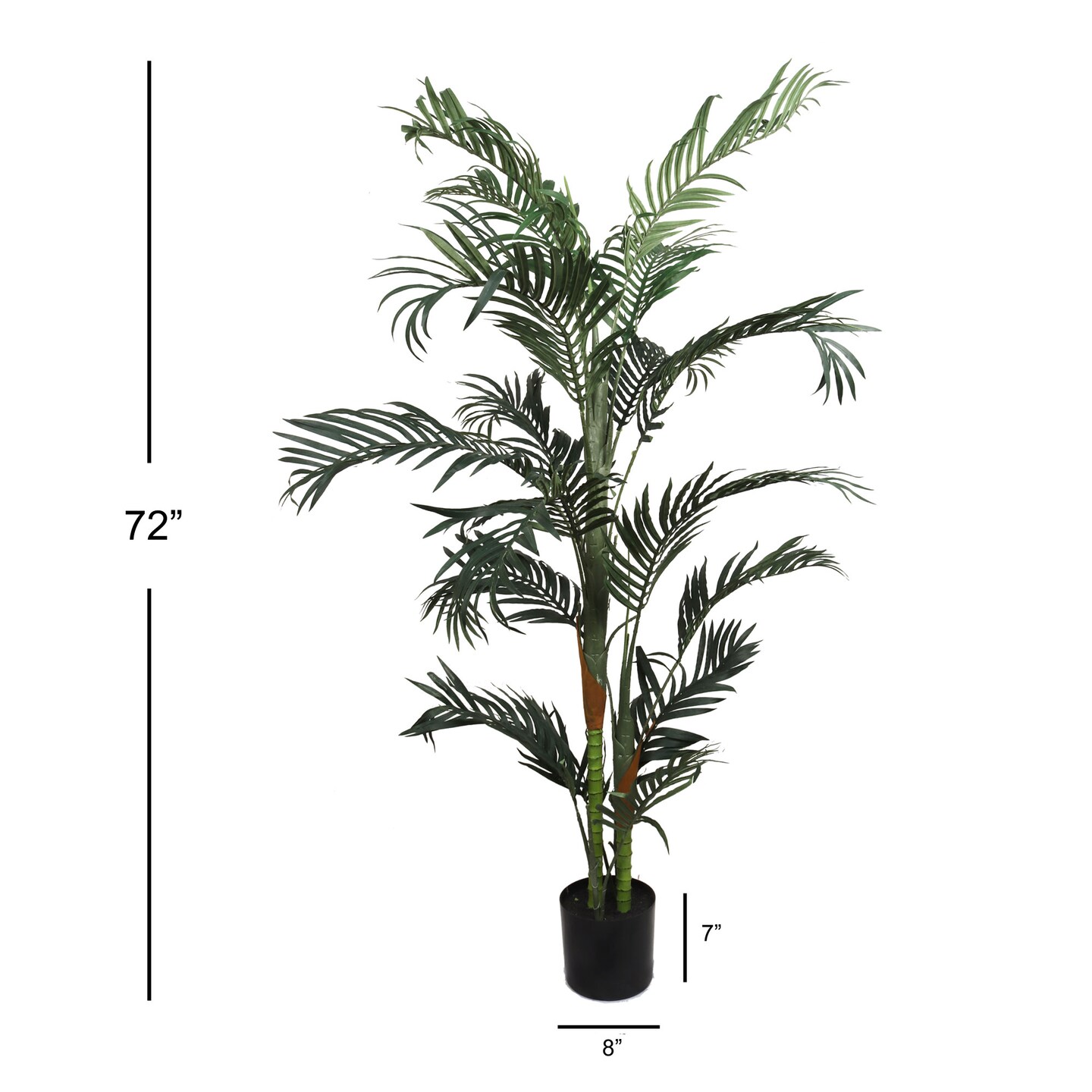 6ft Areca Palm Tree in Black Pot with 16 Silk Leaves by Floral Home&#xAE;