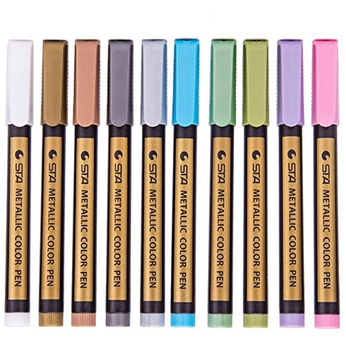 PANDAFLY Metallic Marker Pens, Set of 10 Colors Paint Markers for Black  Paper, Rock Painting, Scrapbooking Crafts, Card Making, Ceramics, DIY Photo  Album, Ceramic, Glass and More (Medium tip) 