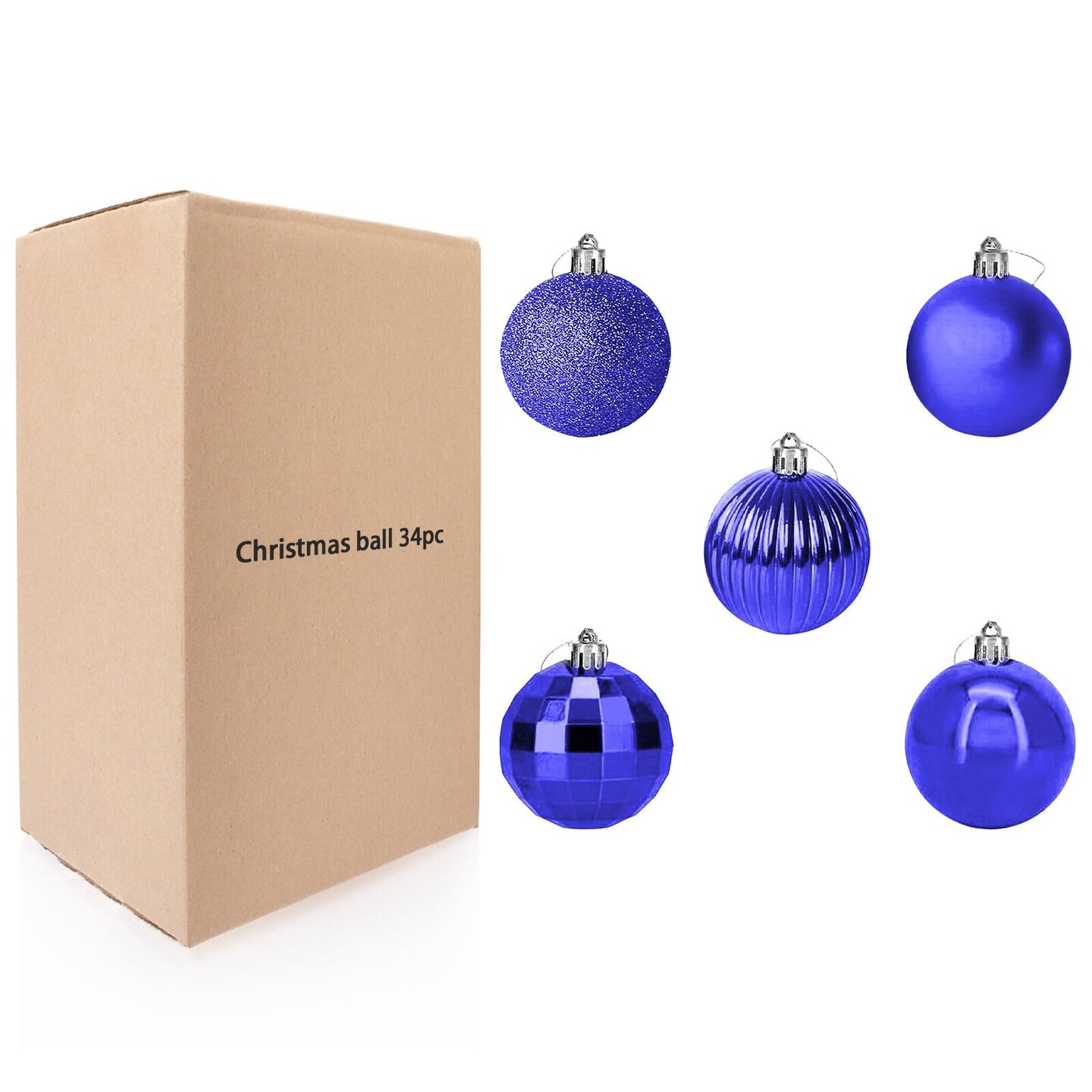 34-Piece Christmas Glitter Ball Ornaments (1.5&#x22;) Xmas Tree Decorations