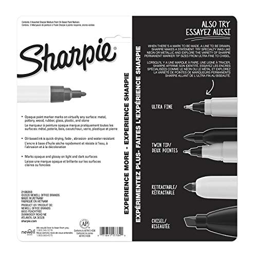 Oil-Based Paint Markers, Medium Point, Assorted Colors, 8 Count - Great for Rock Painting