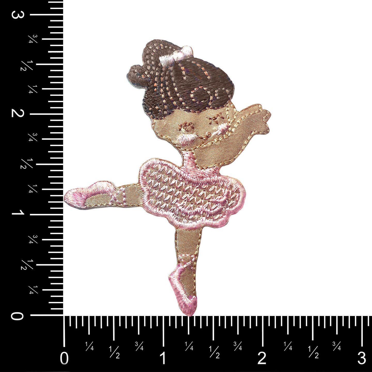 Ballerina Girl, Pink Dress, Brown Hair, Ballet, POC, Embroidered, Iron on Patch