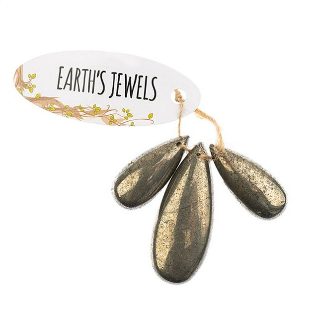 Earth&#x27;s Jewels Semi-Precious Natural Pyrite Teardrop Pendants, 3pcs