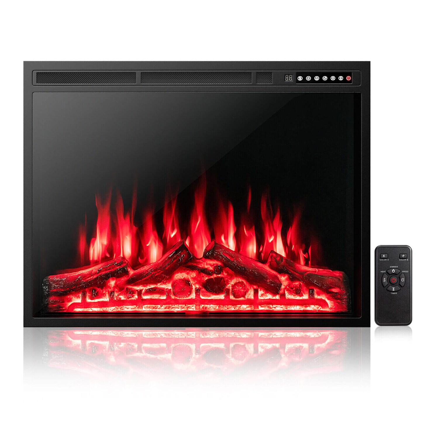 Electric Fireplace Recessed with Adjustable Flames