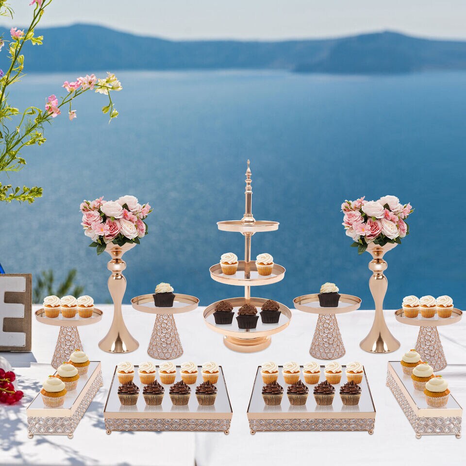 11 Pcs, Cake Stand Dessert Pedestal Display Event Party Elegant Decor.