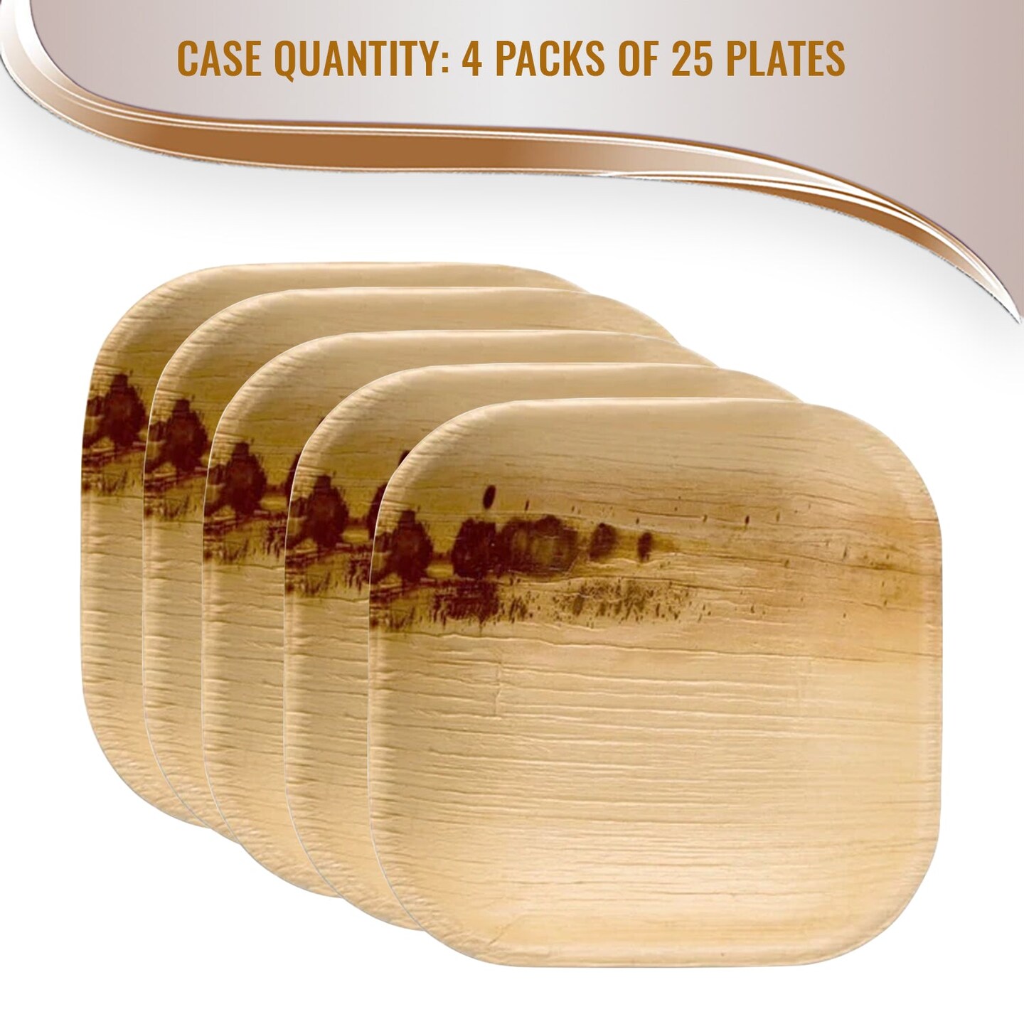 Square Palm Leaf Eco Friendly Disposable Pastry Plates - 4&#x22; (100 Plates)