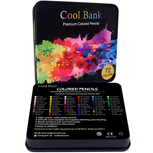 72 Professional Colored Pencils, Artist Pencils Set with 2 x 50 Page Drawing Pad(A4), Premium Artist Soft Series Lead with Vibrant Colors for Sketching, Shading & Coloring in Tin Box