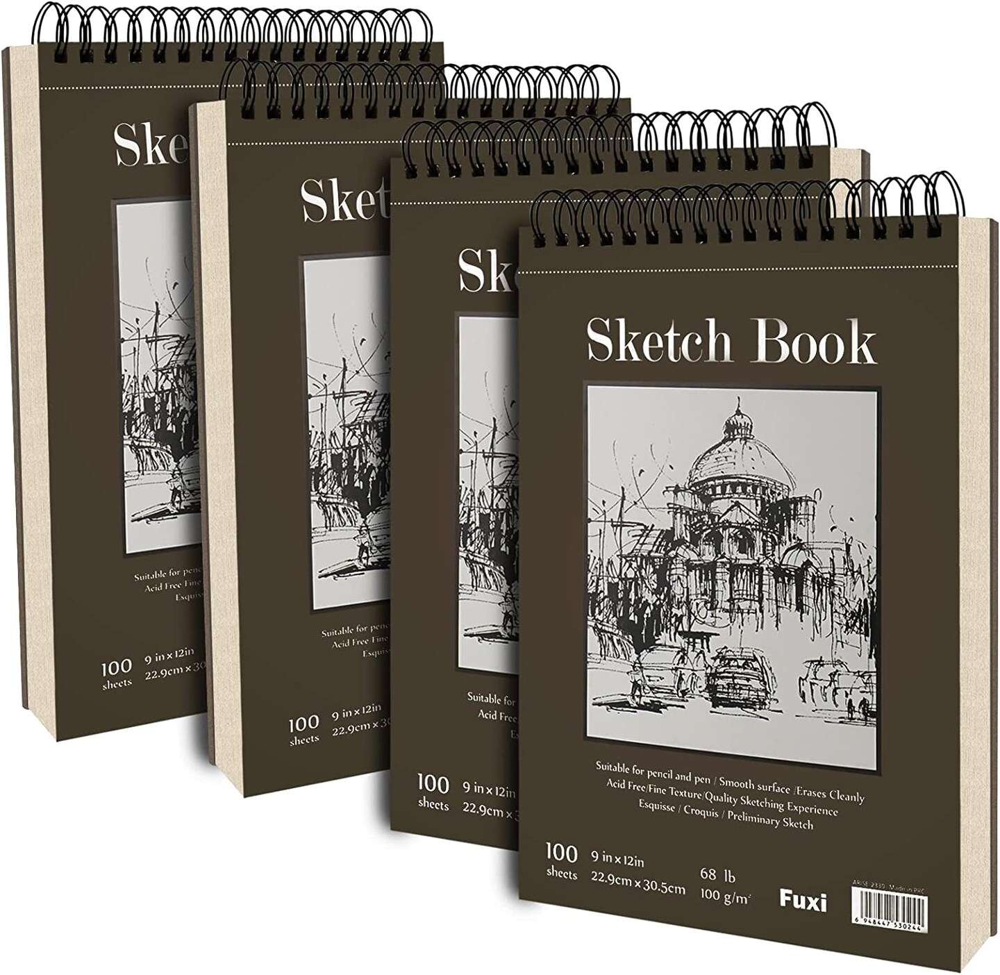 9 x 12 inches Sketch Book, Top Spiral Bound Sketch Pad,1 pack 100-Sheets  (68lb/100gsm),Acid Free Art Sketchbook Artistic Drawing