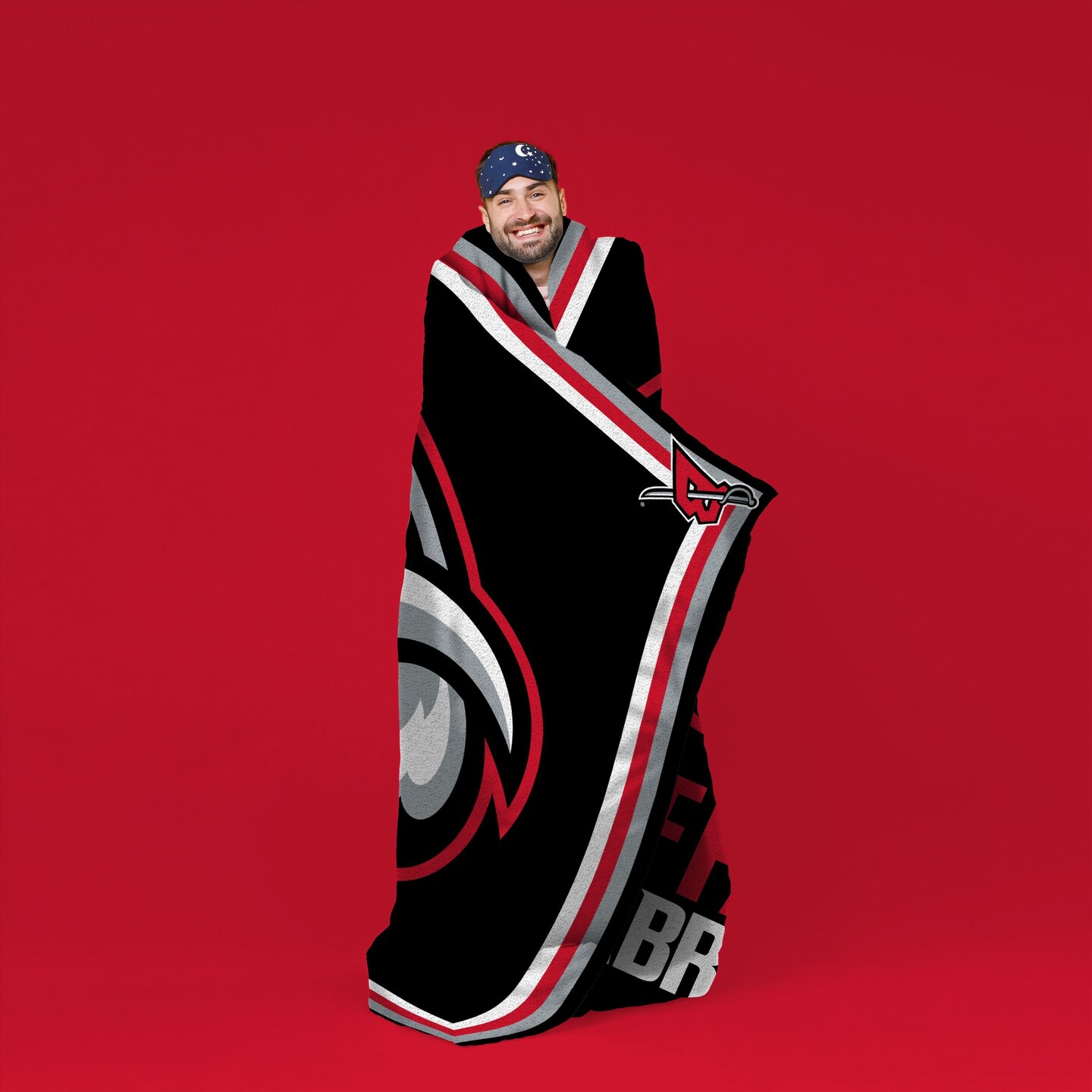 Sleep Squad Buffalo Sabres Goat Head Logo 60” x 80” Raschel Plush Hockey Blanket