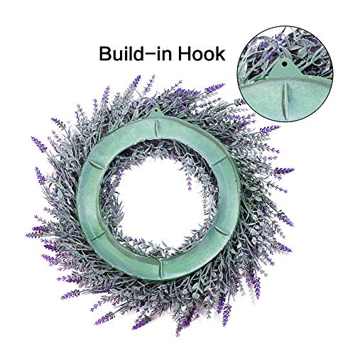 18 inches Lavender Wreaths for Front Door, Artificial Farmhouse Wreaths for Wall Window Party Wedding Decor Indoor Outdoor Spring Summer Fall Decoration for Home