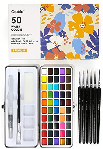 Paint Set 50 Travel Watercolor Palette with Paper, Brush, Pen & more NEW