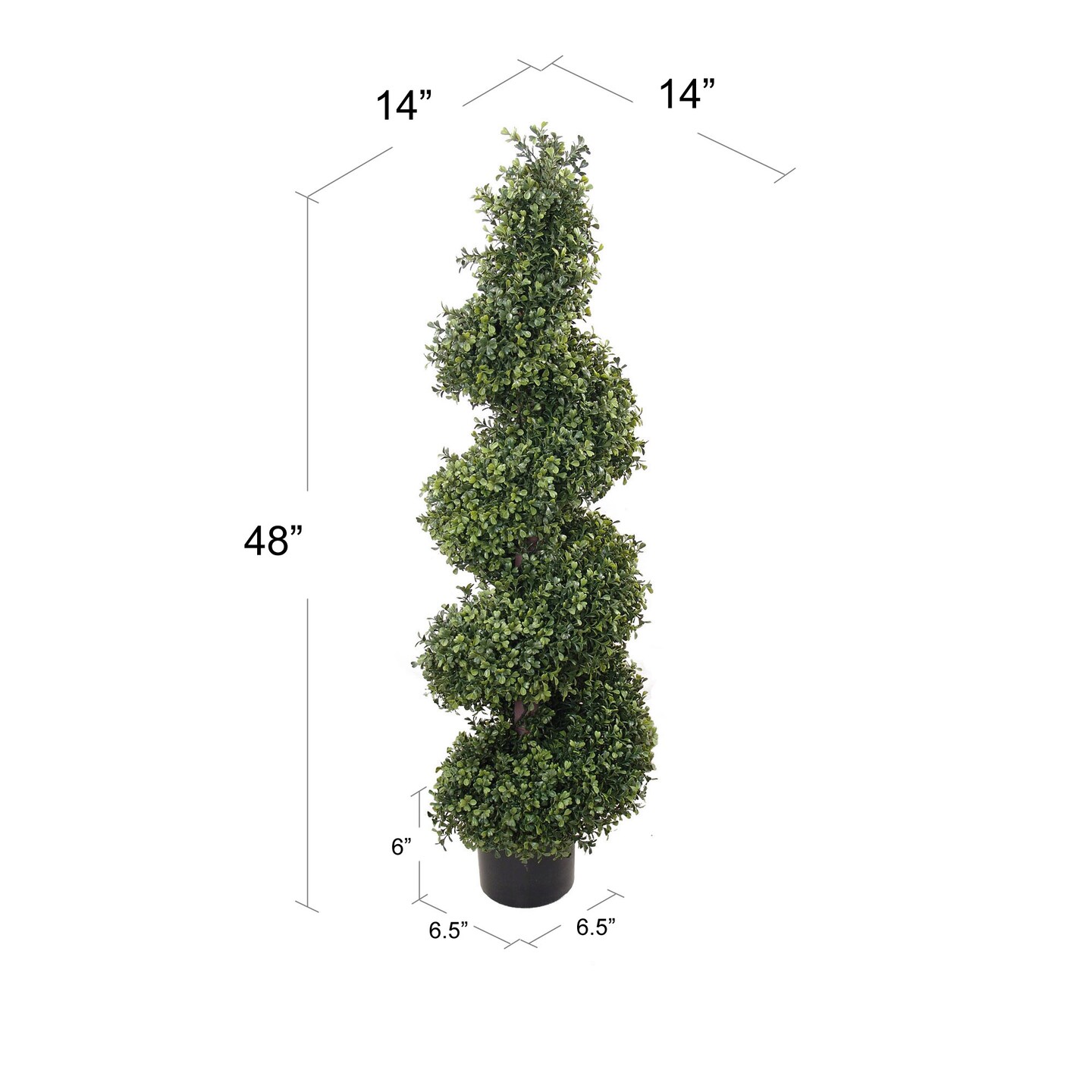 4ft Spiral Boxwood Topiary Tree in Black Pot, Floral Home by Artificial Flowers