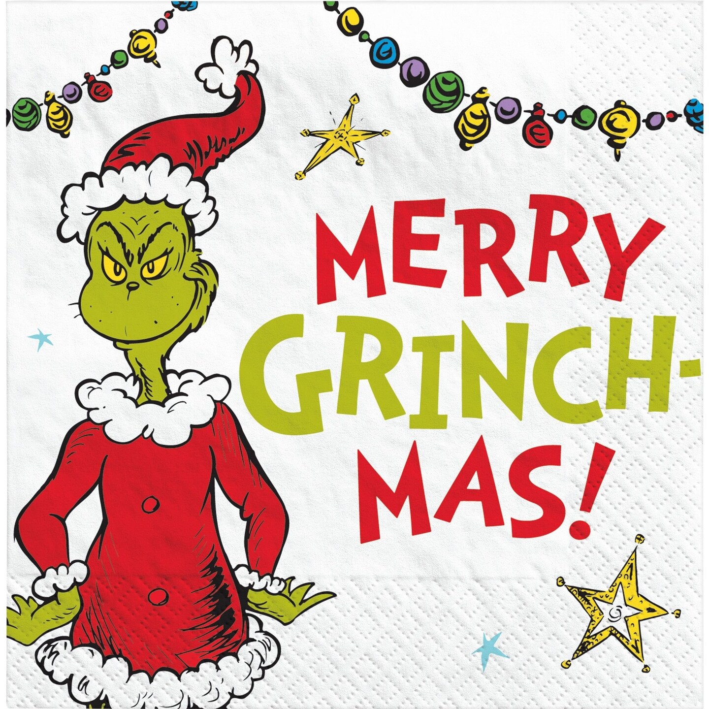 Dr. Seuss The Grinch Christmas Beverage Napkins - 16ct