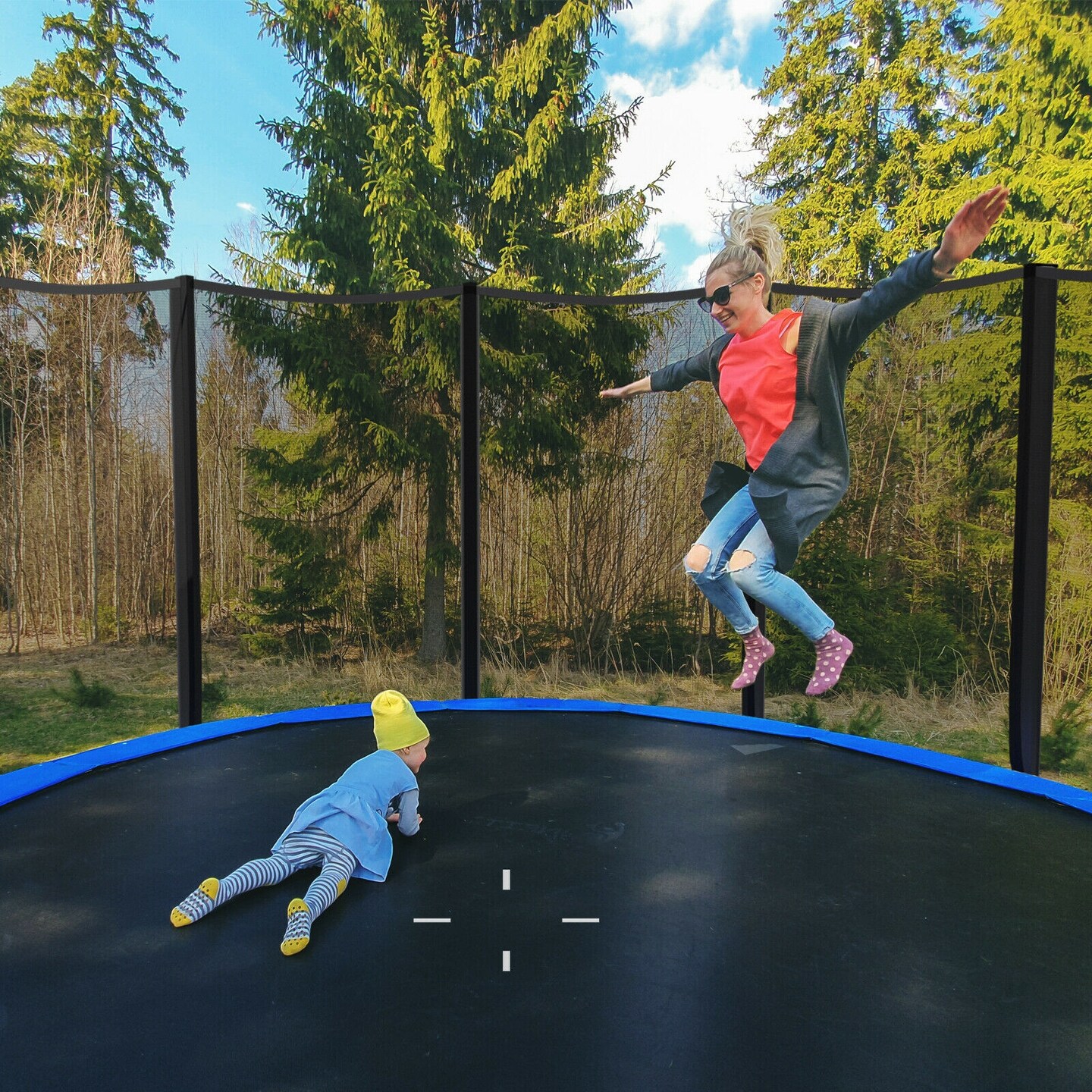 Outdoor Trampoline Bounce Combo with Safety Closure Net Ladder