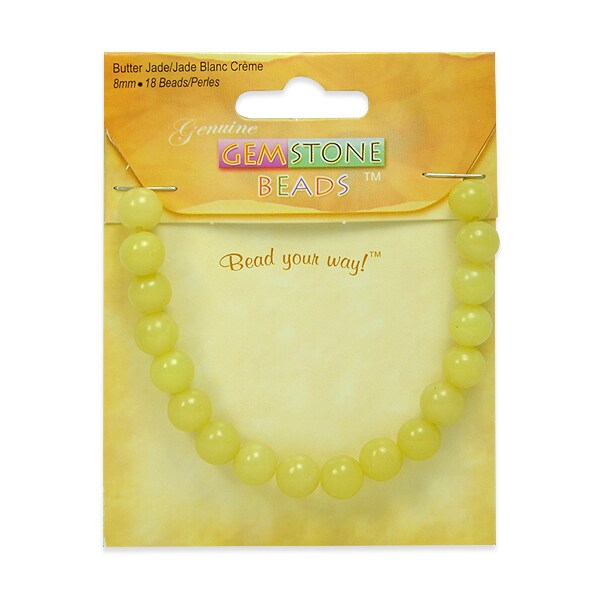 6 Packs of Butter Jade Beads - 8mm - 18 pcs.
