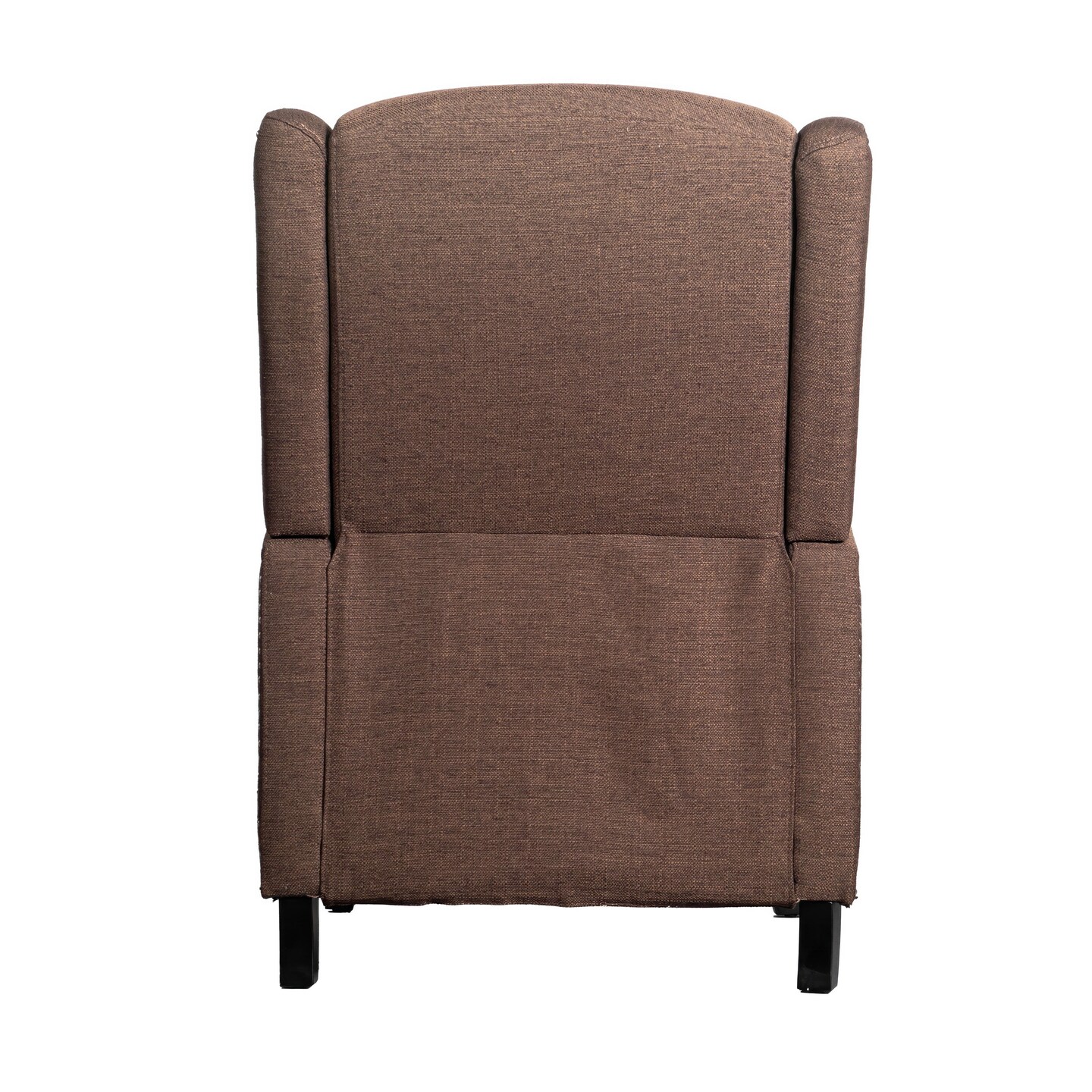 Emma and Oliver Leeds Fabric Upholstered Easy Push Back Recliner - Classic Wingback Design with Nailhead Accent Trim and Footrest