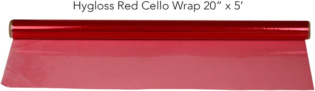 Hygloss Products Cellophane Roll &#x2013; Cellophane Wrap for Crafts, Gifts, and Baskets 20 Inch x 5 Feet, Red