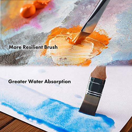 ARTIFY 24 Pieces Paint Brush Set, Expert Series, Enhanced Synthetic Brush Set with Cloth Roll and Palette Knife for Acrylic, Oil, Watercolor and Gouache (Birch)