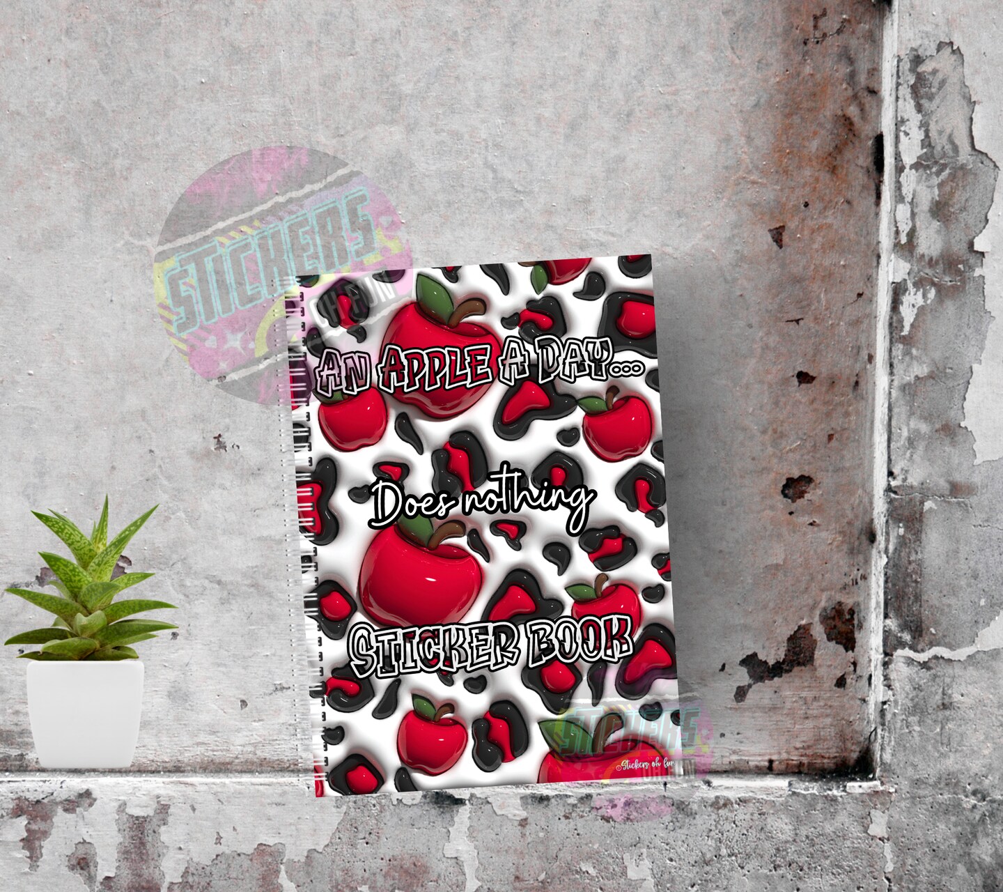 Reusable Sticker Book 3D Inflated Apple, 24 Pages, Perfect Sticker