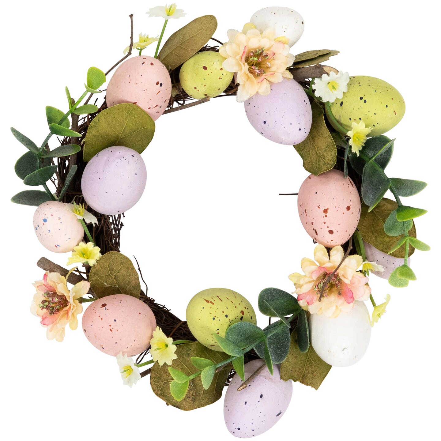 Northlight Pastel Speckled Easter Egg Artificial Mini Twig Wreath - 7&#x22;