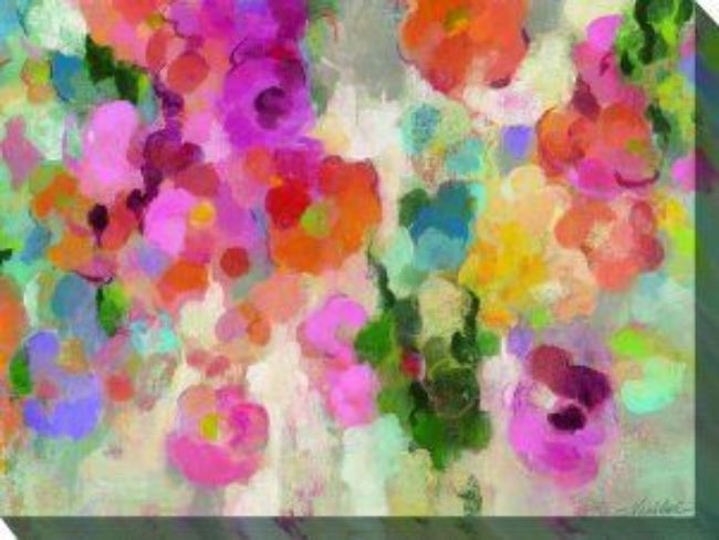 Outdoor Living and Style Purple and Pink Colorlicious Outdoor Canvas Rectangular Wall Art Decor 40&#x22; x 30&#x22;