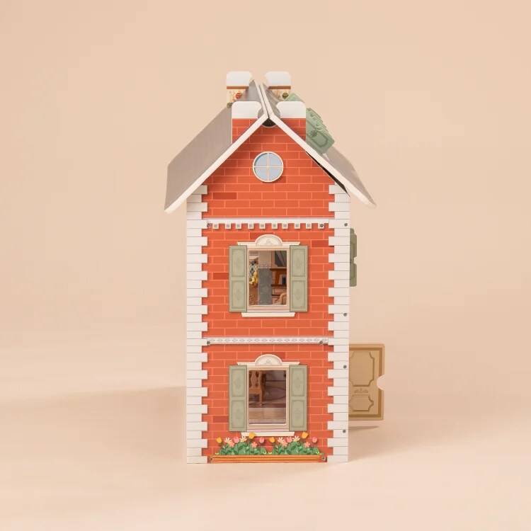 ROBUD Doll House 3 in 1 Wooden Dollhouse Dreamhouse for Kids Toddler WDH07