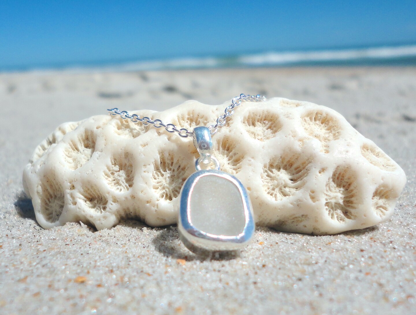 Sea Glass Pendant Necklace Petite Sterling Silver Pendant Beach Glass Jewelry Ocean Necklace for Mermaids Birthday Gift for Her Teacher Gift