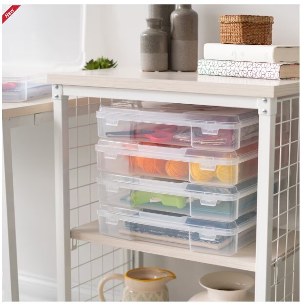 6 Pack Thick Portable Plastic Scrapbook Paper Storage Cases With Built-in Handle, Clear