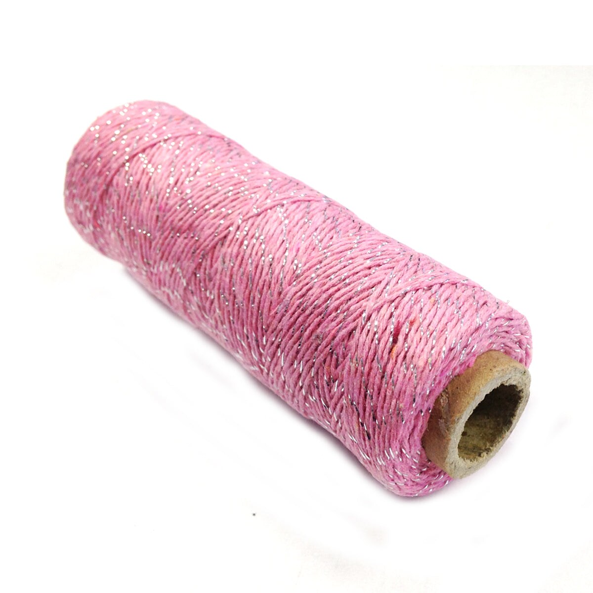 Wrapables Cotton Baker&#x27;s Twine 4ply 110 Yard, Pink and Metallic Silver