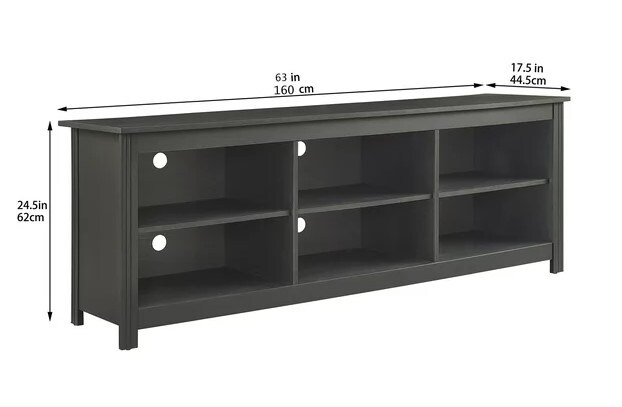 TV Stand with Adjustable Shelves for TVs up to 70&#x22; in Black Finish