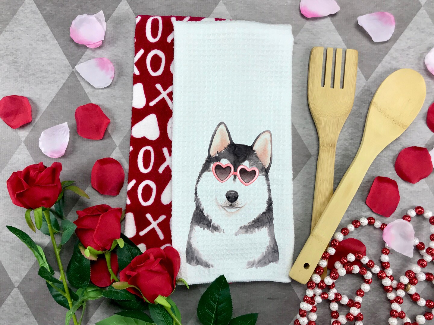 Husky, Kitchen Towels, Husky Gifts, Dog Lover Gift, Valentines Day