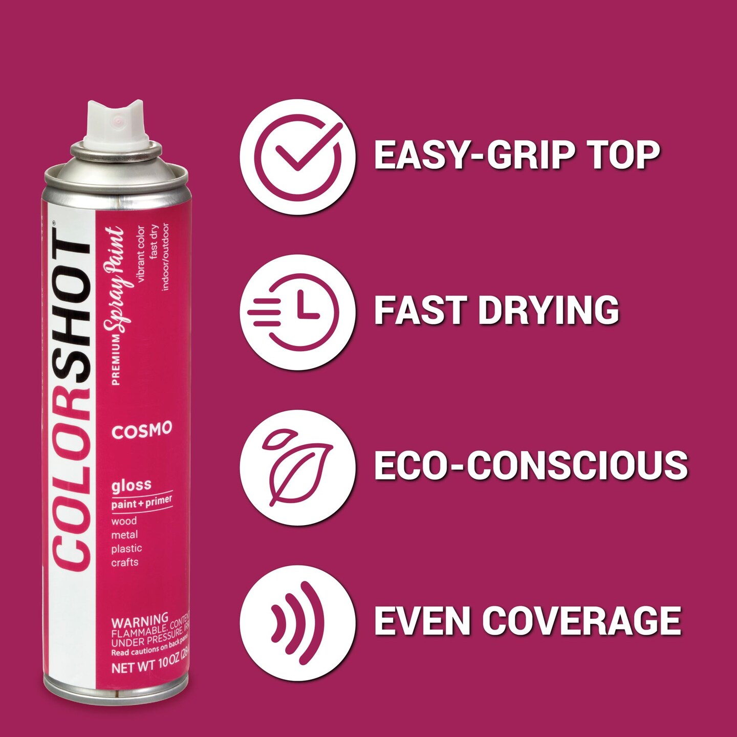 COLORSHOT Gloss Spray Paint Cosmo (Fuchsia) 10 oz. 4 Pack