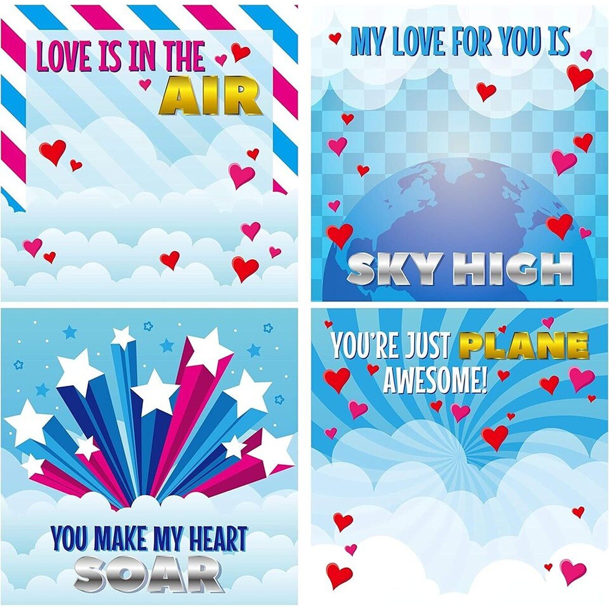 Mini Foam Airplanes Toy with Valentine&#x27;s Greeting Cards