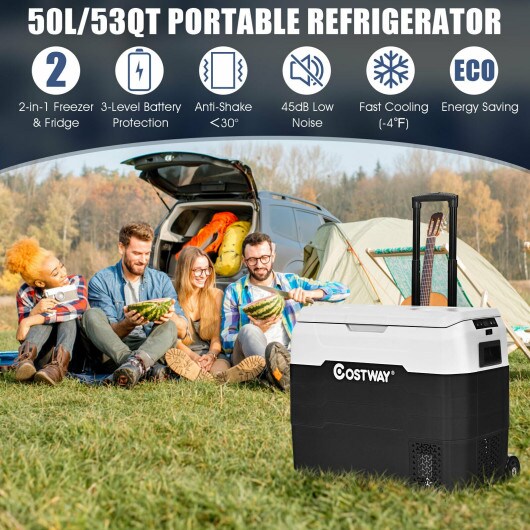 53 QT Portable Dual-Zone Car Refrigerator